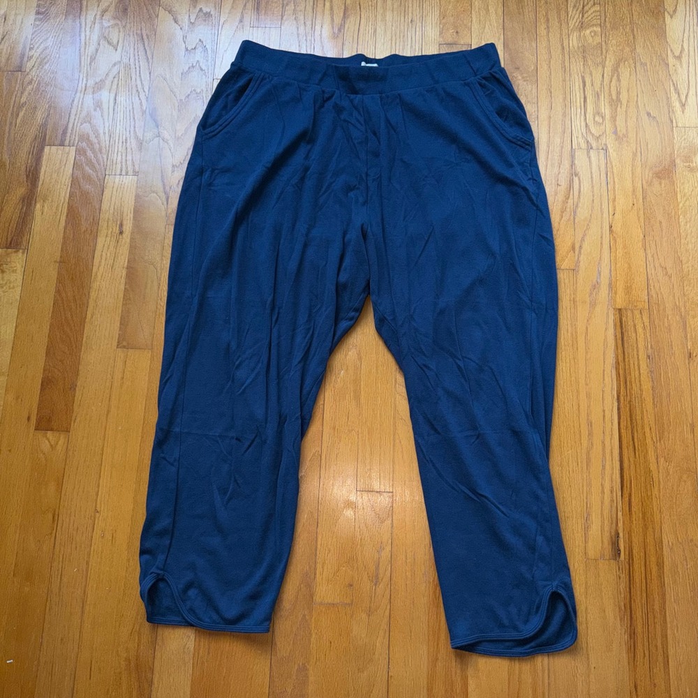 Pact Organic Cotton Lounge Pants Navy Blue Cropped Tulip Hem XXL Minimalist Cozy